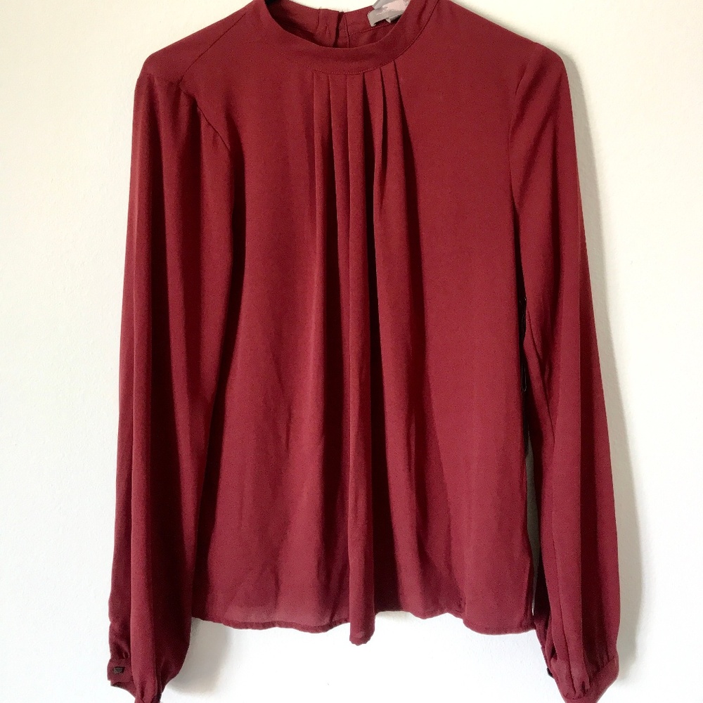Pleated Long Sleeve Blouse